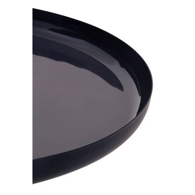 Set of 3 Gold Pink & Black Enamel Tray Tables with Black Iron Bases | Amira