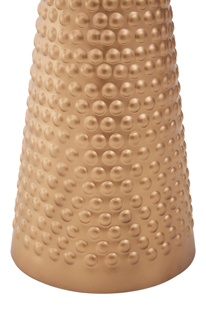 White Tabletop Side Table with Chunky Hammered Gold Base | Amira
