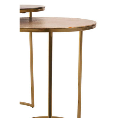 Nest of 2 Gold and Zinc Side Tables with Luxe Gold Steel Frames | Amira