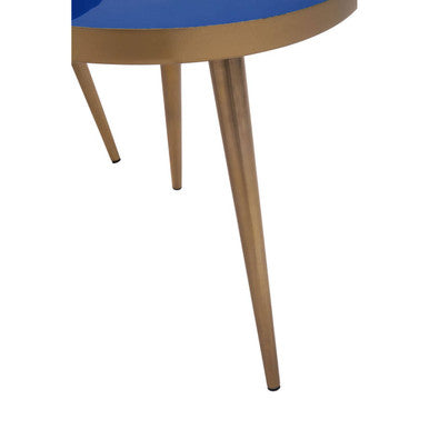 Blue Enamel Nest of Two Side Tables with Gold Finish Metal Frame | Amira