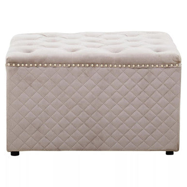 Square Mink Velvet Ottoman | Zamora