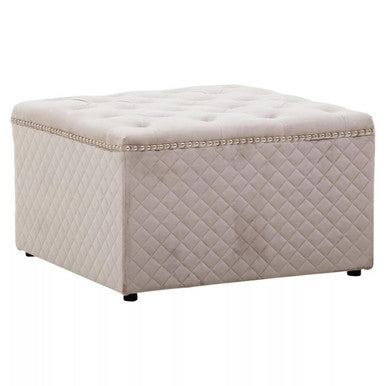 Square Mink Velvet Ottoman | Zamora