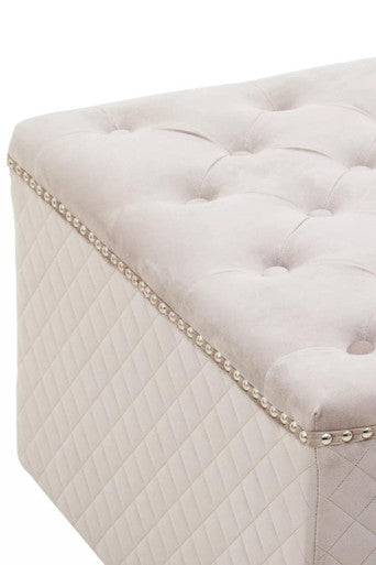 Square Mink Velvet Ottoman | Zamora