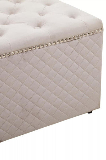 Square Mink Velvet Ottoman | Zamora