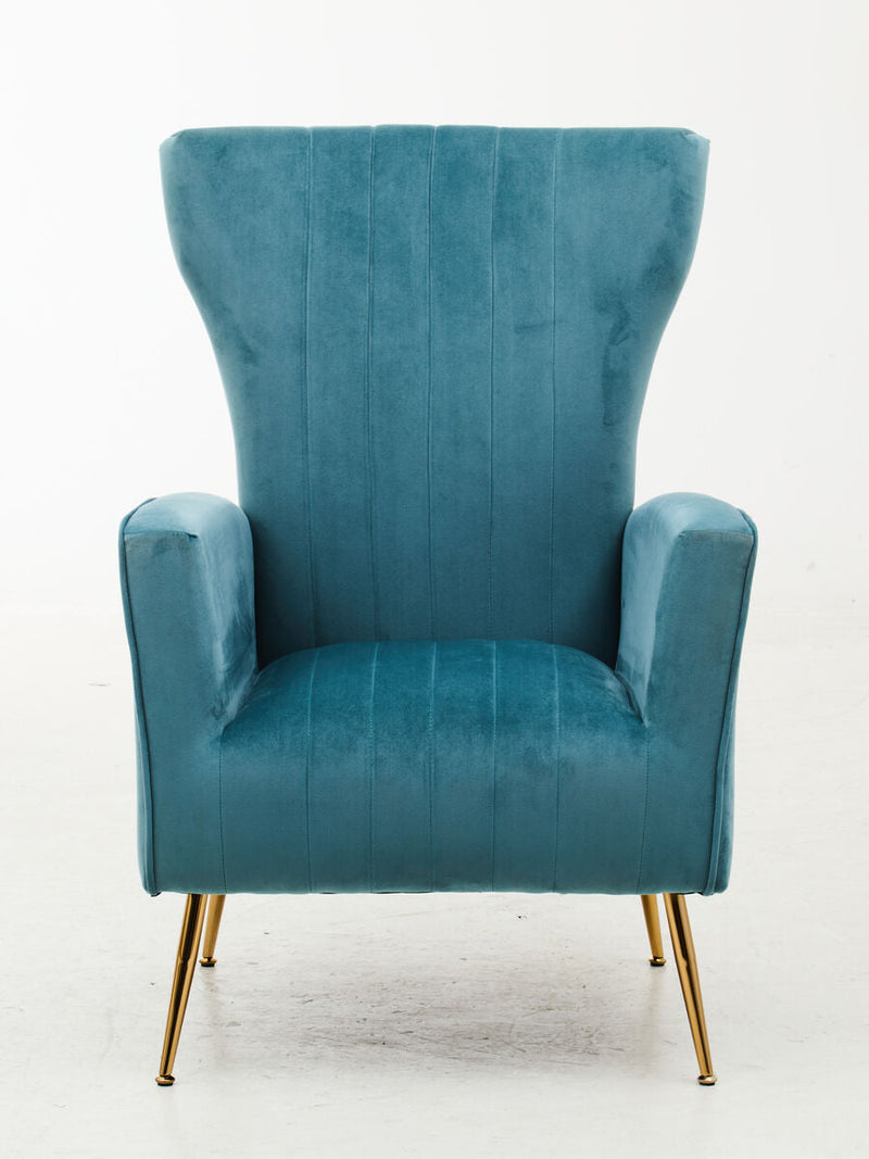 Green Velvet Accent Chair With Gold Finish Legs | Zamora