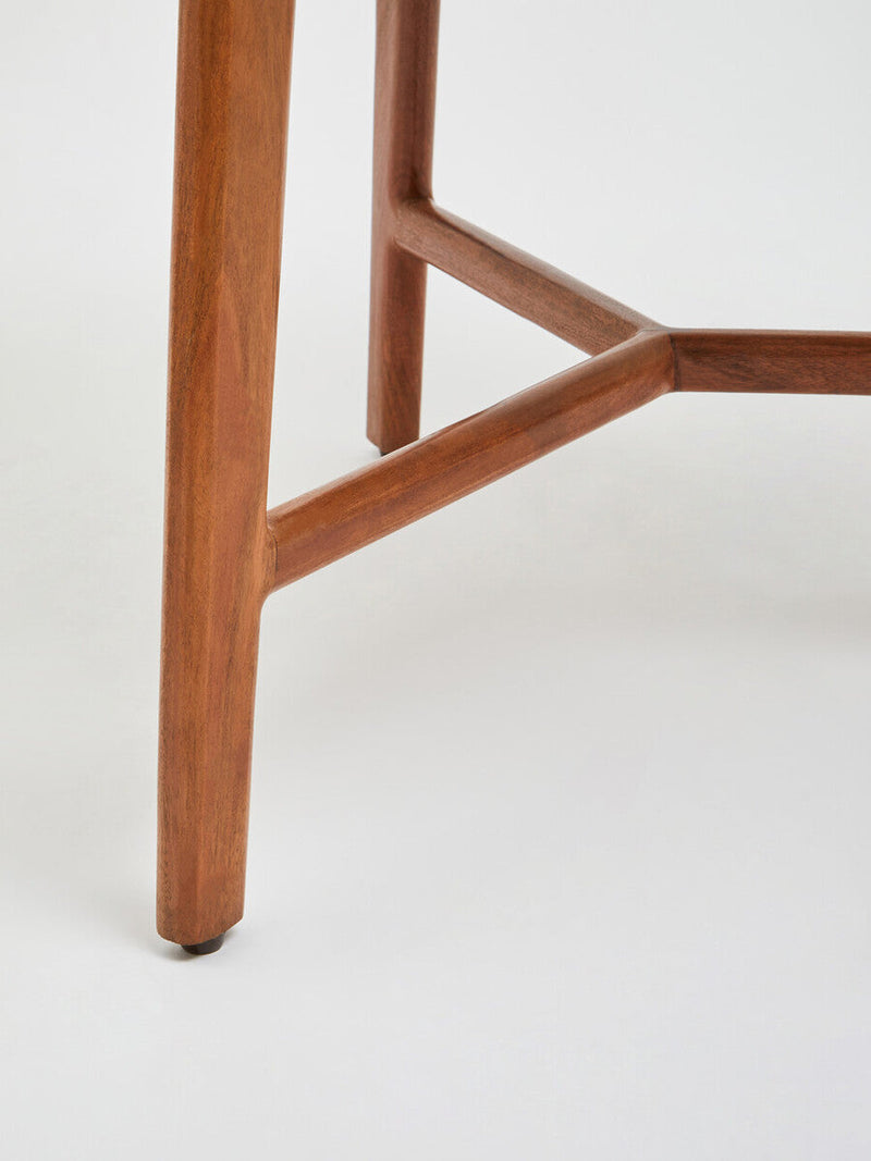 White Marble Top Round Side Table with Sustainable Acacia Wood Base | Myan