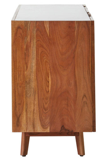 3 Drawer Acacia Wood White Marble Sideboard | Myan
