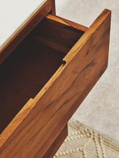 3 Drawer Acacia Wood White Marble Sideboard | Myan