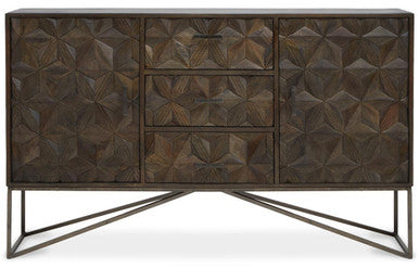 Grey Washed Carved Mango Wood Sideboard | Solana