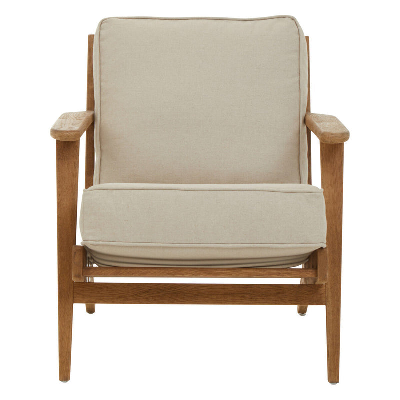 Natural Linen and Oak Wood Armchair | Hector
