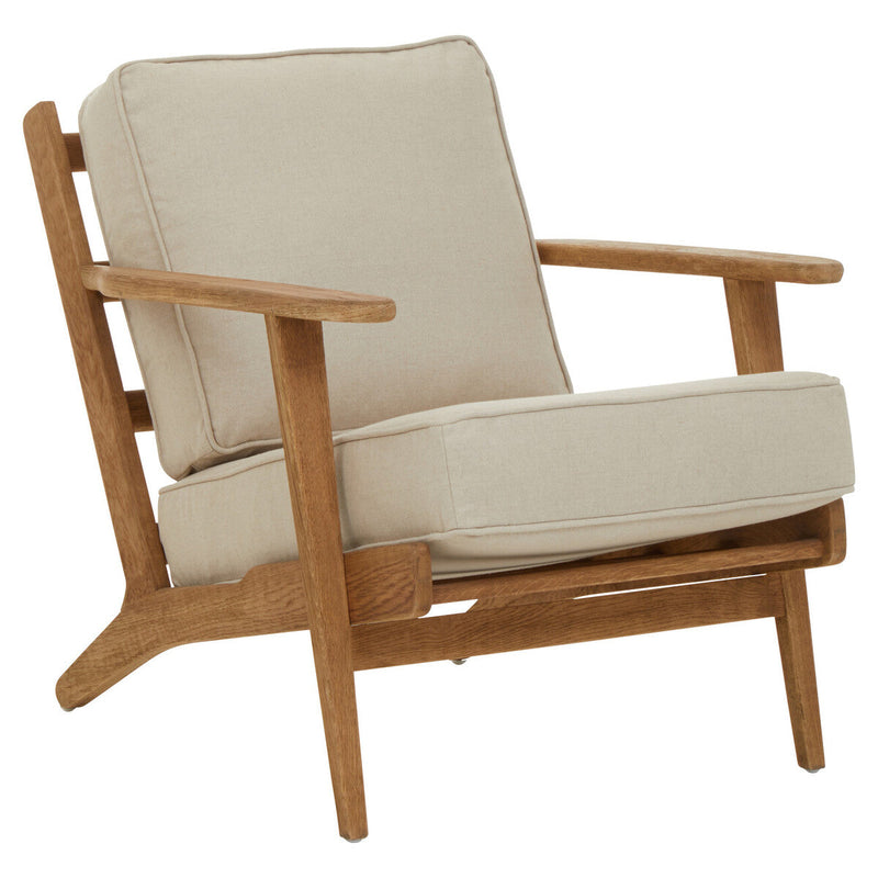 Natural Linen and Oak Wood Armchair | Hector