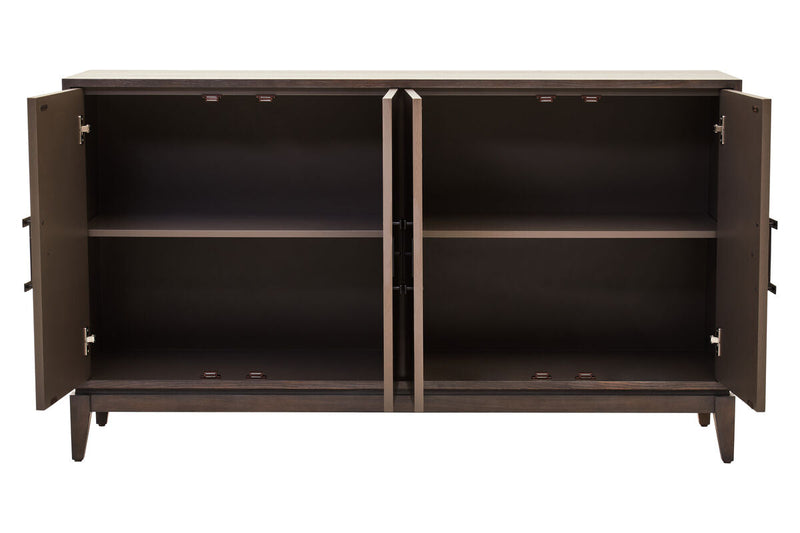 Dimaro Antique Grey Elm Wood Veneer 4 Door Sideboard