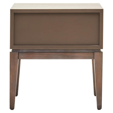 Antique Grey 1-Drawer Side Table with Wooden Legs and Black Metal Handle | Dimaro