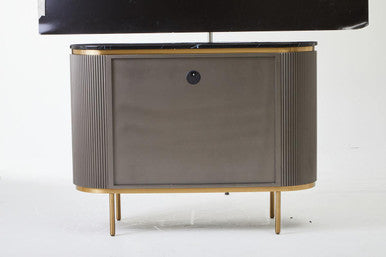 Grey Two Door Sideboard with Black Marble Top | Dervio