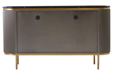 Grey Four Door Sideboard with Black Marble Top | Dervio