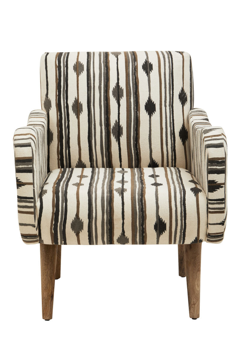 Black and White Ikat Design Accent Chair | Cefena