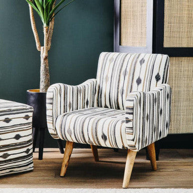 Black and White Ikat Design Accent Chair | Cefena