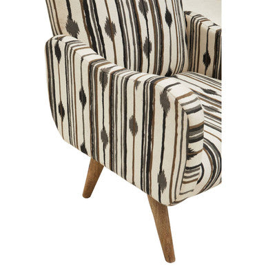 Black and White Ikat Design Accent Chair | Cefena