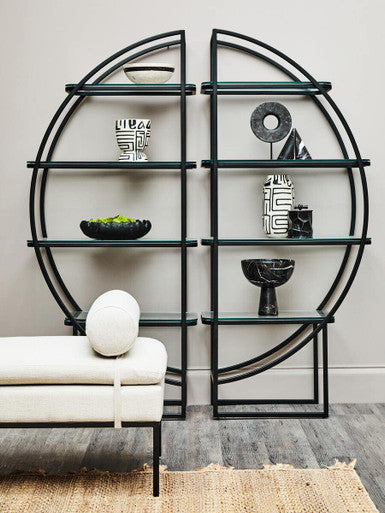Left Half Moon Black Shelf Unit | Vogue