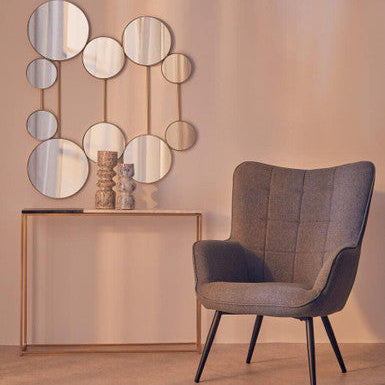 White and Black Marble Console Table with Warm Metallic Frame | Corra