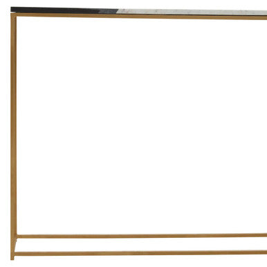 White and Black Marble Console Table with Warm Metallic Frame | Corra