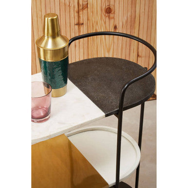 3 Tier White and Black Marble Top Trolley with Metal Frame | Corra