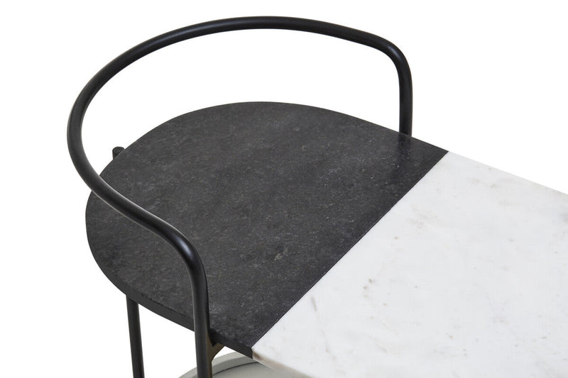 3 Tier White and Black Marble Top Trolley with Metal Frame | Corra