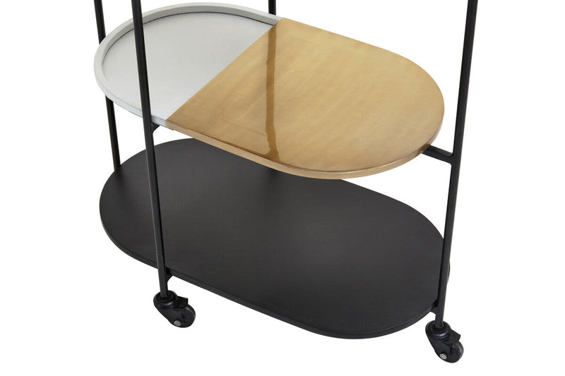 3 Tier White and Black Marble Top Trolley with Metal Frame | Corra