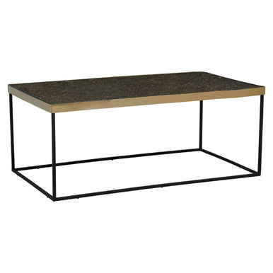 Gold Finish Coffee Table with Black Metal Frame | Akola