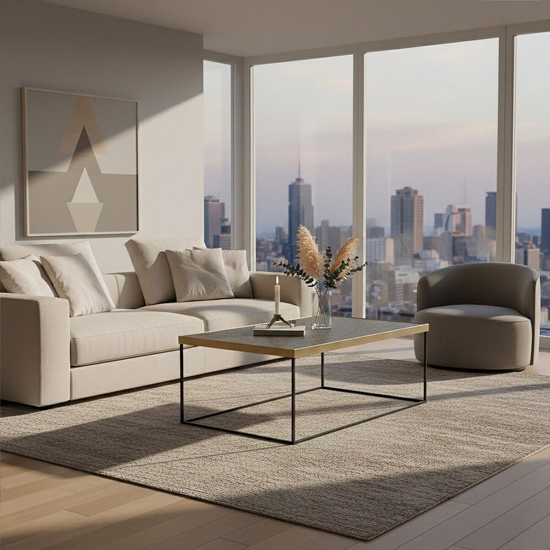 Gold Finish Coffee Table with Black Metal Frame | Akola