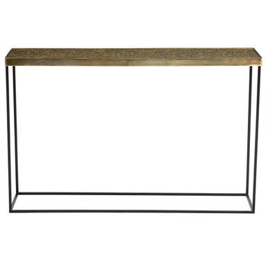 Gold Finish Console Table with Black Metal Frame | Akola