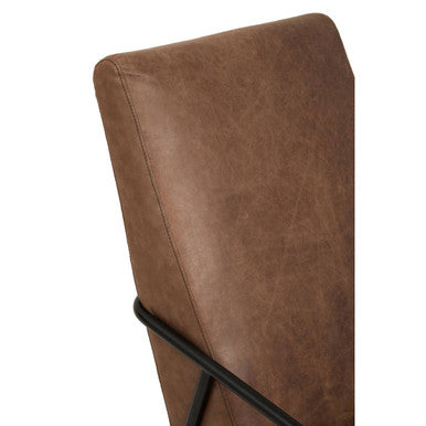 Brown Leather Lounge Chair with Reclined Profile | Hoxton