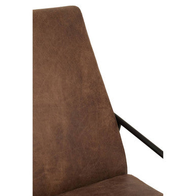 Brown Leather Lounge Chair with Reclined Profile | Hoxton