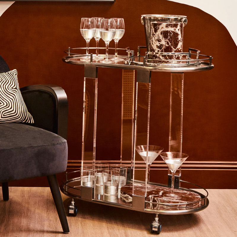 Drinks Trolley in Metallic Frame | Oria