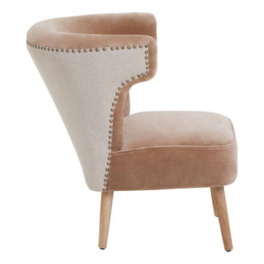 Mink Velvet and Natural Linen Chair | Cefena