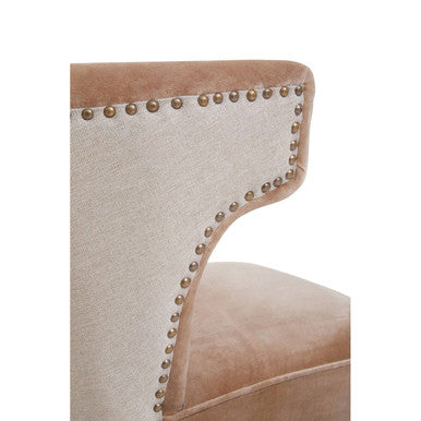 Mink Velvet and Natural Linen Chair | Cefena