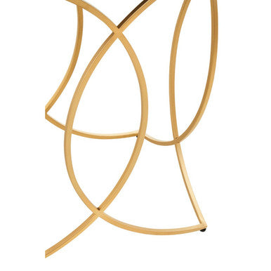Black Marble Top Console Table with Curved Gold Finish Metal Frame | Kia