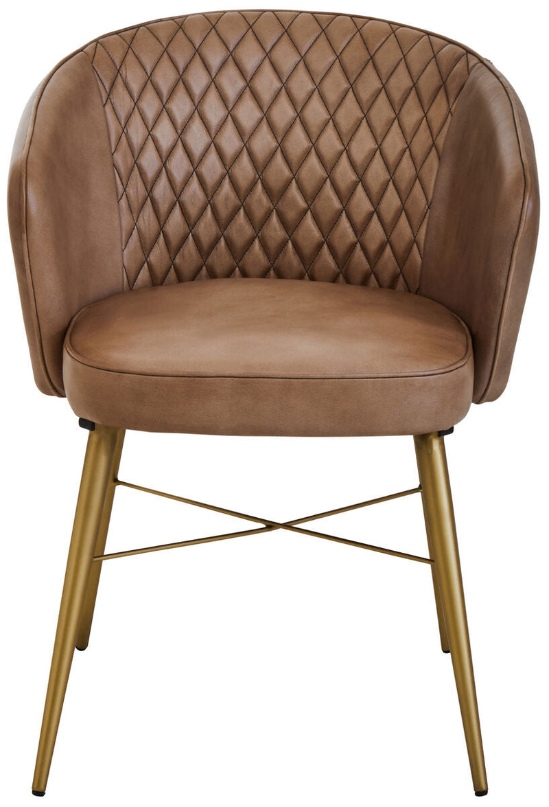 Grey Leather Chair with Gold Finish Legs | Buffalo
