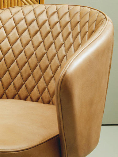 Grey Leather Chair with Gold Finish Legs | Buffalo