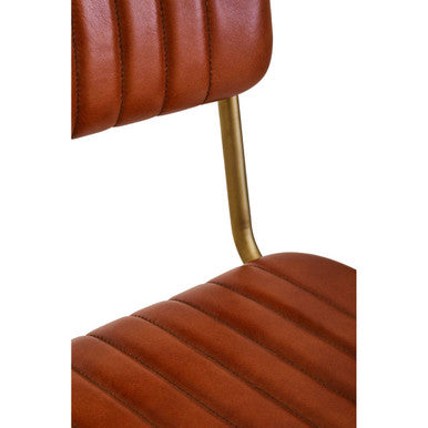 Tan Leather Bar Chair with Gold Finish Frame | Buffalo