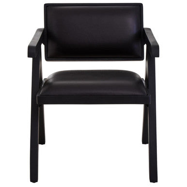 Black Leather Chair with Wood Frame | Buffalo