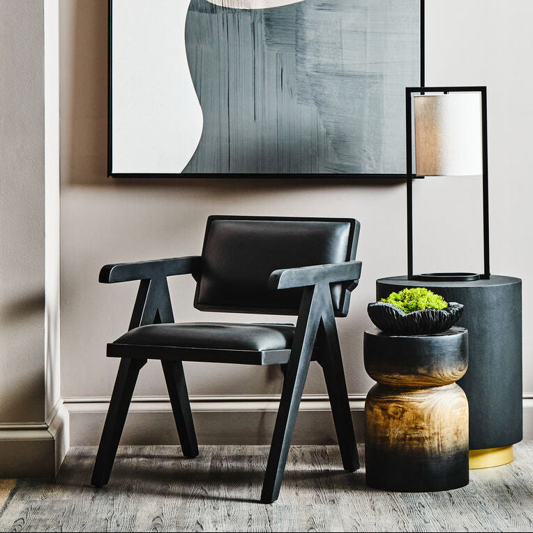 Black Leather Chair with Wood Frame | Buffalo
