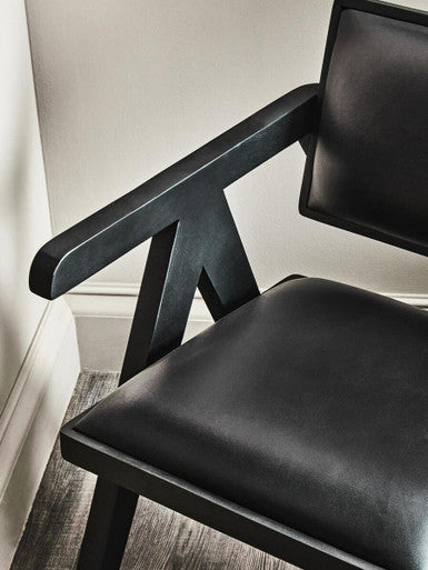 Black Leather Chair with Wood Frame | Buffalo
