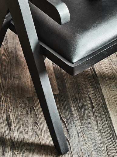 Black Leather Chair with Wood Frame | Buffalo