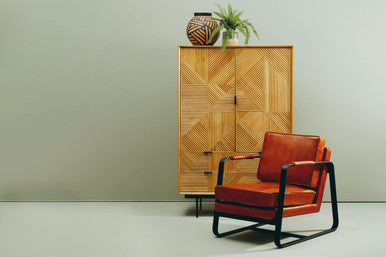 Brown Leather Armchair with Black Iron Frame | Buffalo