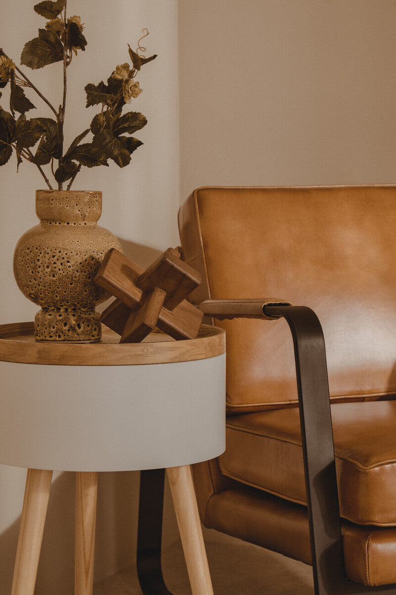Brown Leather Armchair with Black Iron Frame | Buffalo