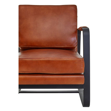 Brown Leather Armchair with Black Iron Frame | Buffalo