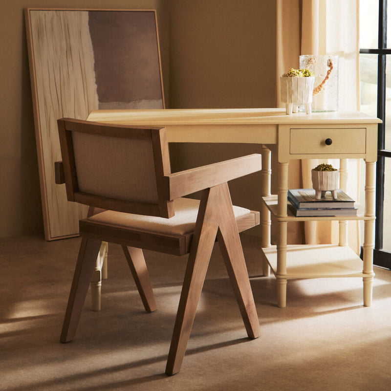Ivory Fabric and Grey Wash Beech Wood Dining Chair | Cebu