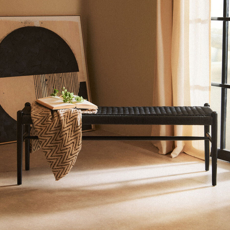 Black Rope and Elm Wood Bench | Cebu