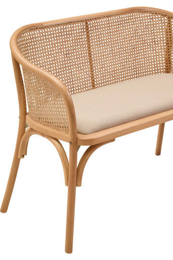 Natural Cane and Beech Wood Bench with Backrest | Cebu